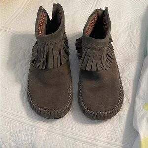 Aldo Gray Suede Moccasins with Fringe